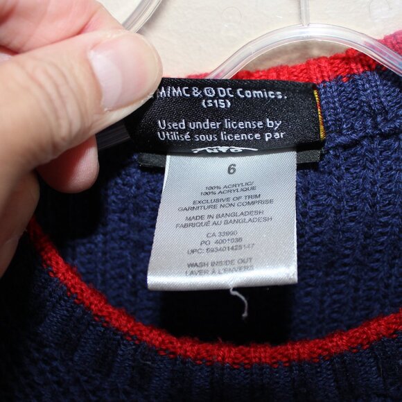 FREE WITH ANY BUY!❤️original SUPERMAN kids sweater 6T embroidered big logo - Picture 3 of 5